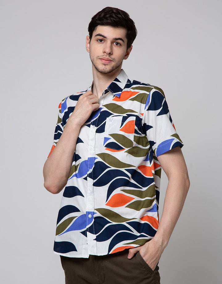 Walrus Leave Abstract Kemeja Print Pria