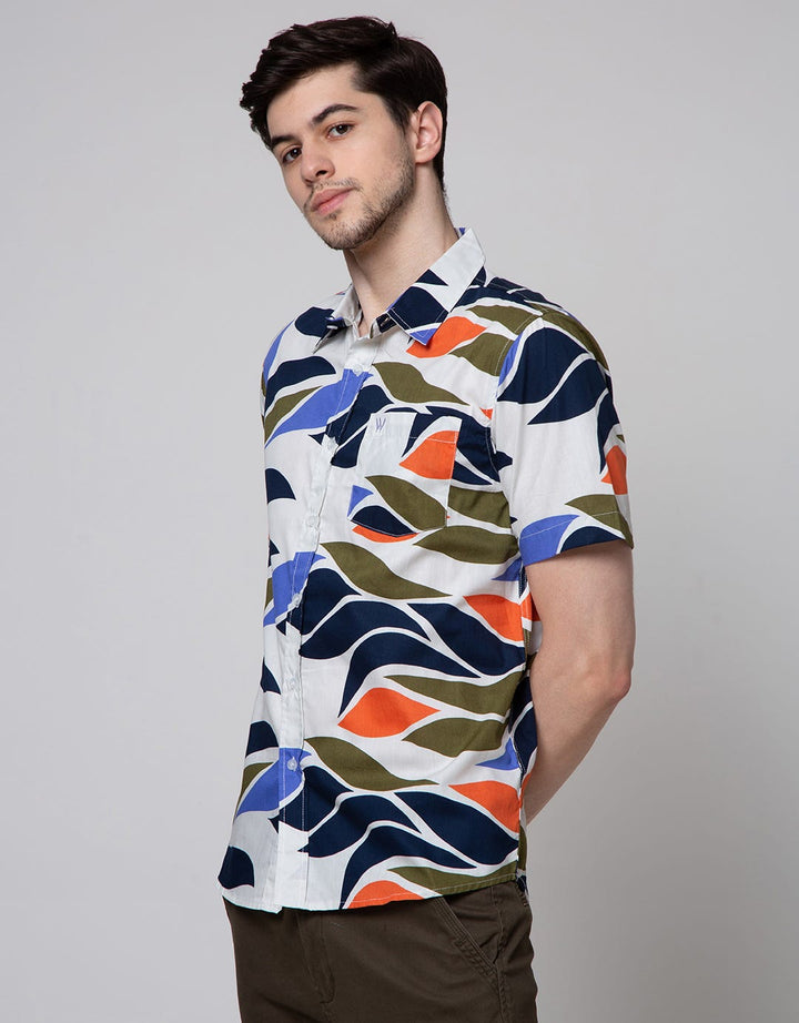 Walrus Leave Abstract Kemeja Print Pria