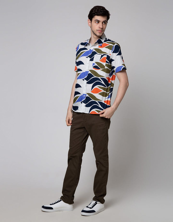 Walrus Leave Abstract Kemeja Print Pria