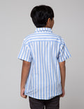 Aero Short Sleeve Shirt Stripe Linen Blue