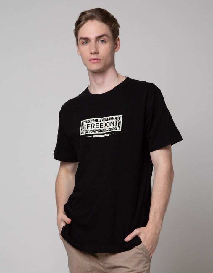 T Zone Short Sleeve T-Shirt Big Size Print Theme Wording - Freedom