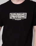 T Zone Short Sleeve T-Shirt Big Size Print Theme Wording - Freedom