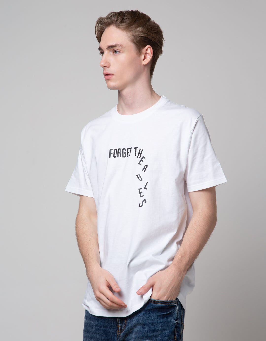 T Zone Short Sleeve T-Shirt Big Size Print Theme Reshaped Geometry - Forget