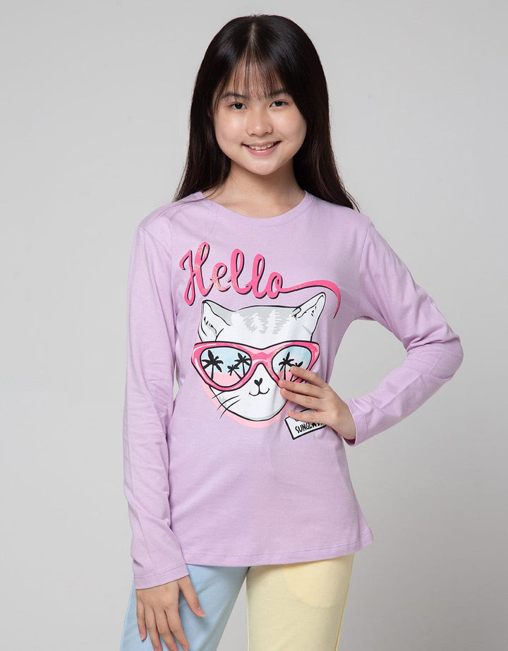 Aero Long Sleeve T-Shirt Print Cat Glasses Beach