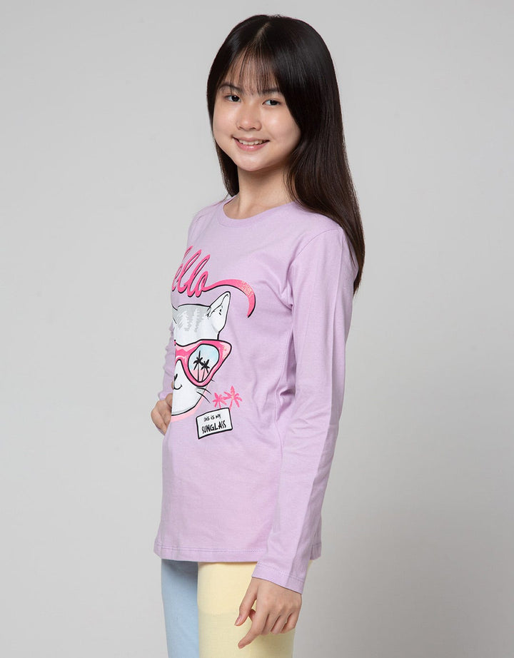 Aero Long Sleeve T-Shirt Print Cat Glasses Beach