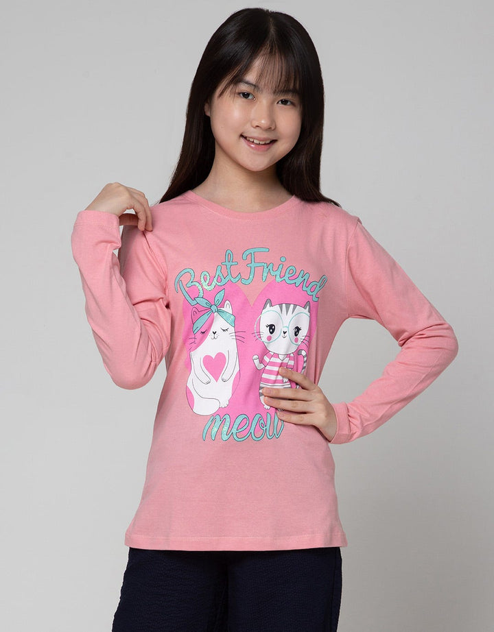 Aero Long Sleeve T-Shirt Print Cat Best Friend
