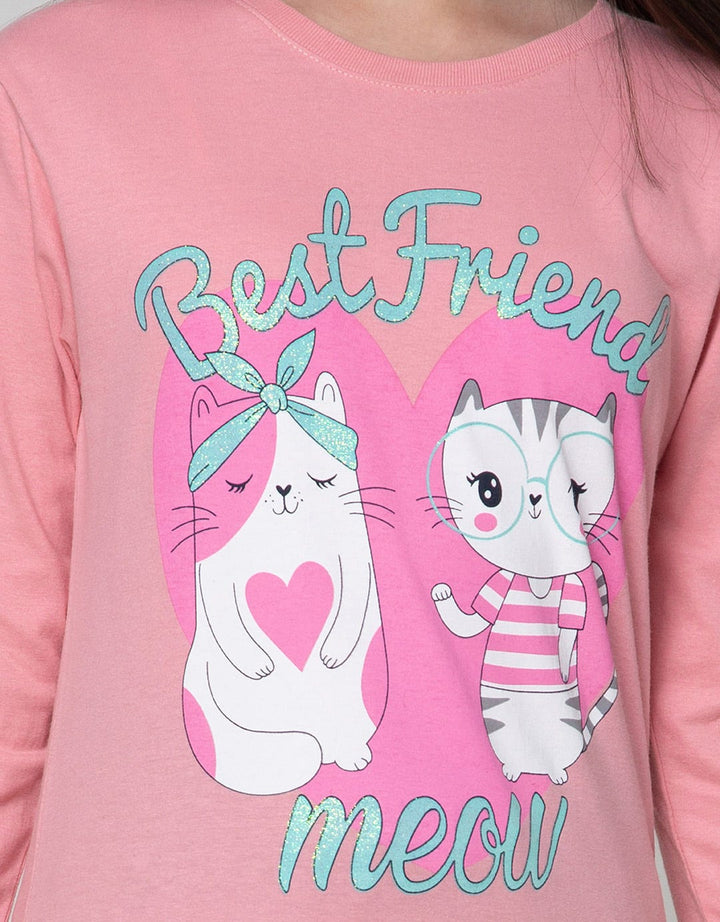 Aero Long Sleeve T-Shirt Print Cat Best Friend