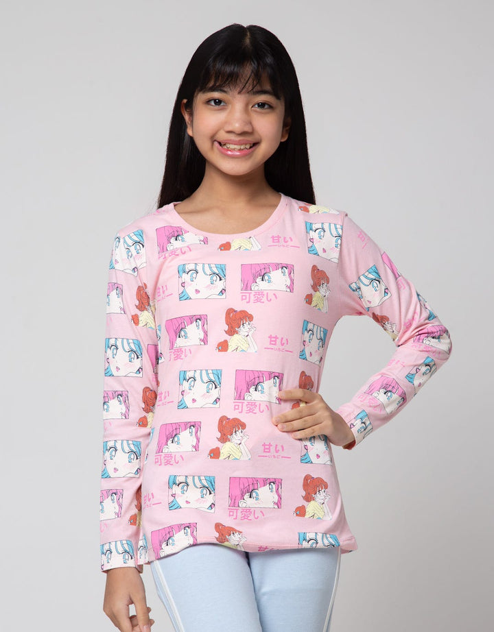 Aero Long Sleeve T-Shirt Print Anime Girl Head