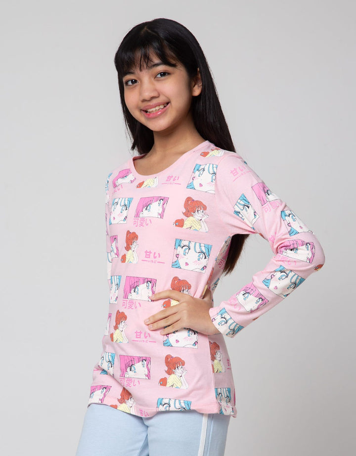 Aero Long Sleeve T-Shirt Print Anime Girl Head