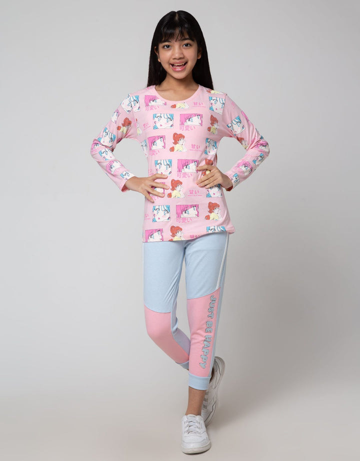 Aero Long Sleeve T-Shirt Print Anime Girl Head