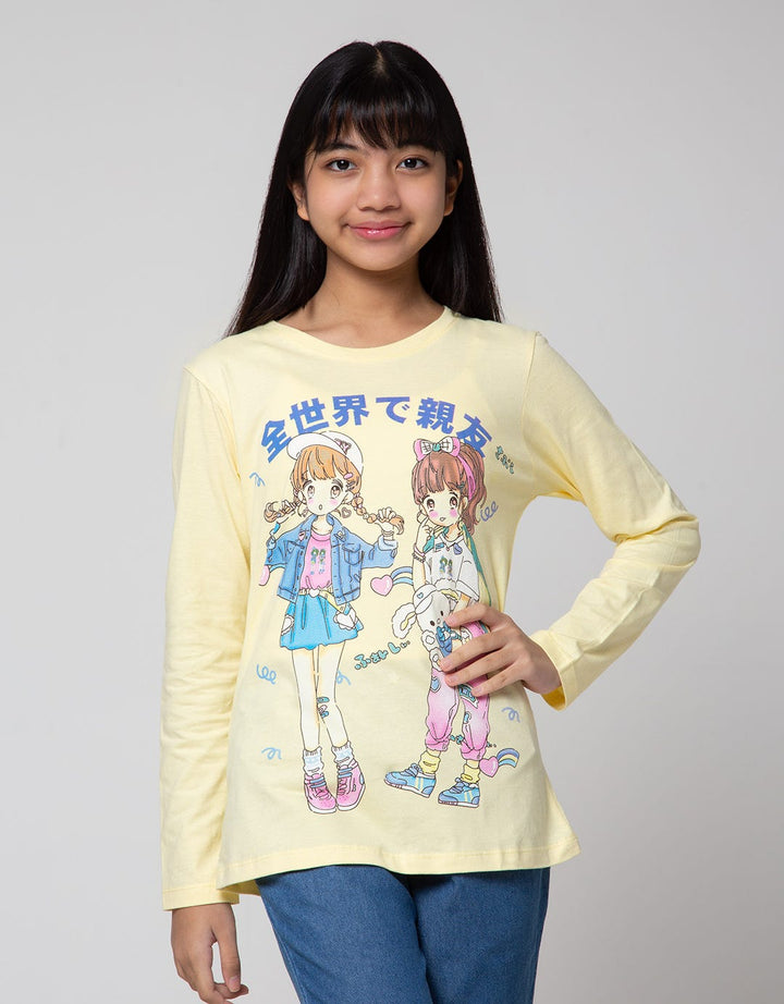 Aero Long Sleeve T-Shirt Print Anime Girl Braids
