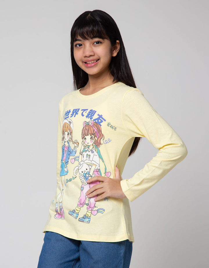 Aero Long Sleeve T-Shirt Print Anime Girl Braids