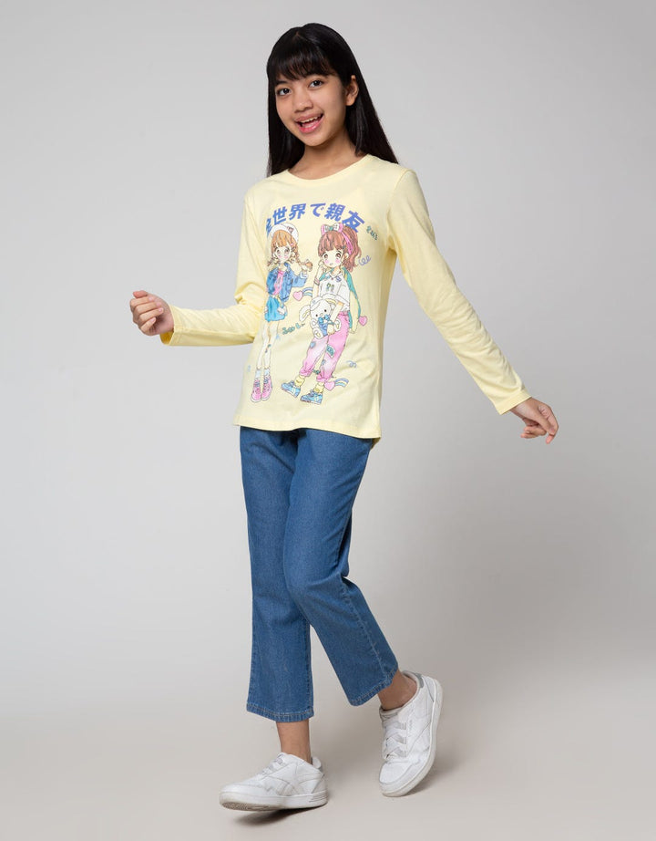 Aero Long Sleeve T-Shirt Print Anime Girl Braids