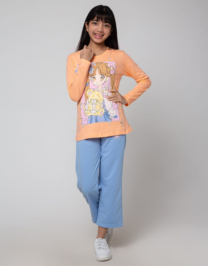 Aero Long Sleeve T-Shirt Print Anime Girl Bear