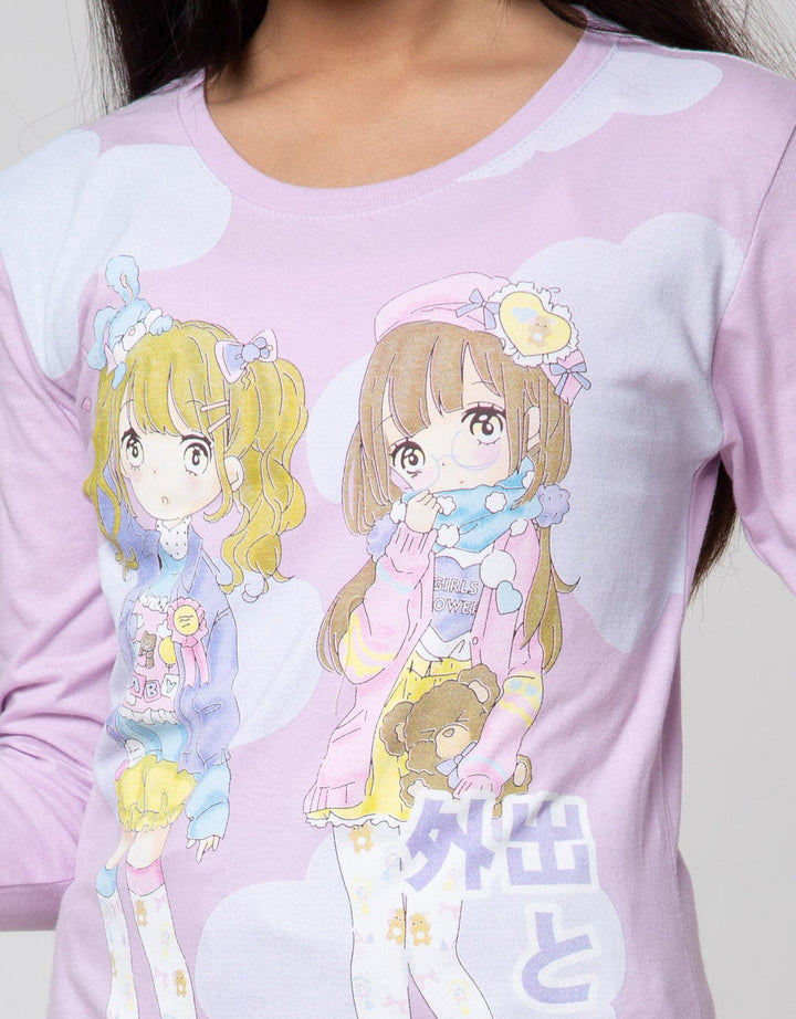 Aero Long Sleeve T-Shirt Anime Girl Bestie Print