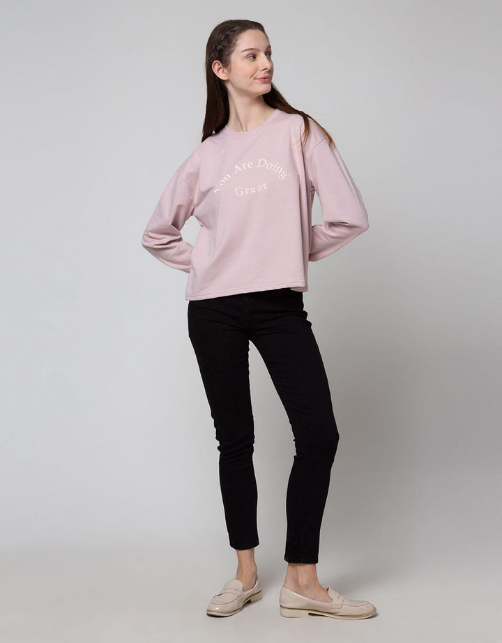 Nevada Typo Print Sweater Wanita