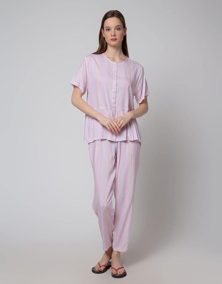 Nevada Short Sleeve Pyjama Pants Stripe Rainbow