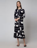 St. Yves Long Sleeve Maxi Dress Geo Line