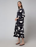 St. Yves Long Sleeve Maxi Dress Geo Line