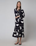 St. Yves Long Sleeve Maxi Dress Geo Line