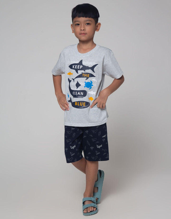 Little M Awe Shark Set Pakaian Anak Laki-laki