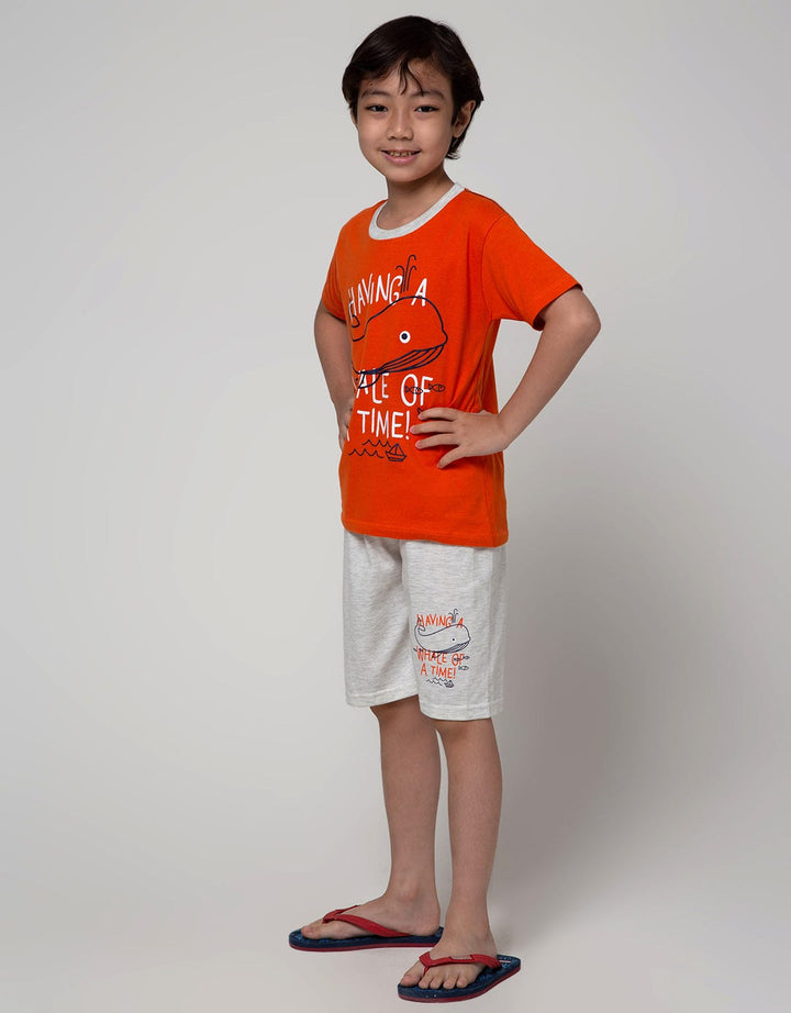 Little M Top-Bottom Set T-Shirt Print Having A Whale Of Time