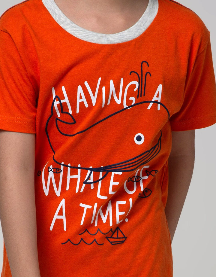 Little M Top-Bottom Set T-Shirt Print Having A Whale Of Time