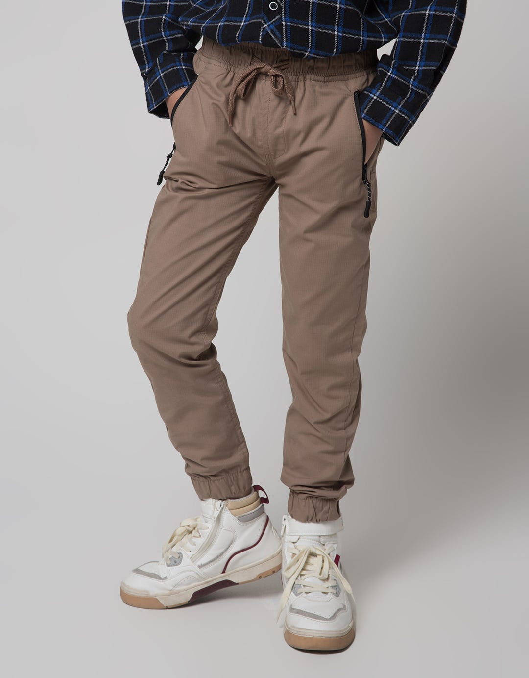 Little M Pants Woven Karet Bahan Ribstop Ziper Kantong