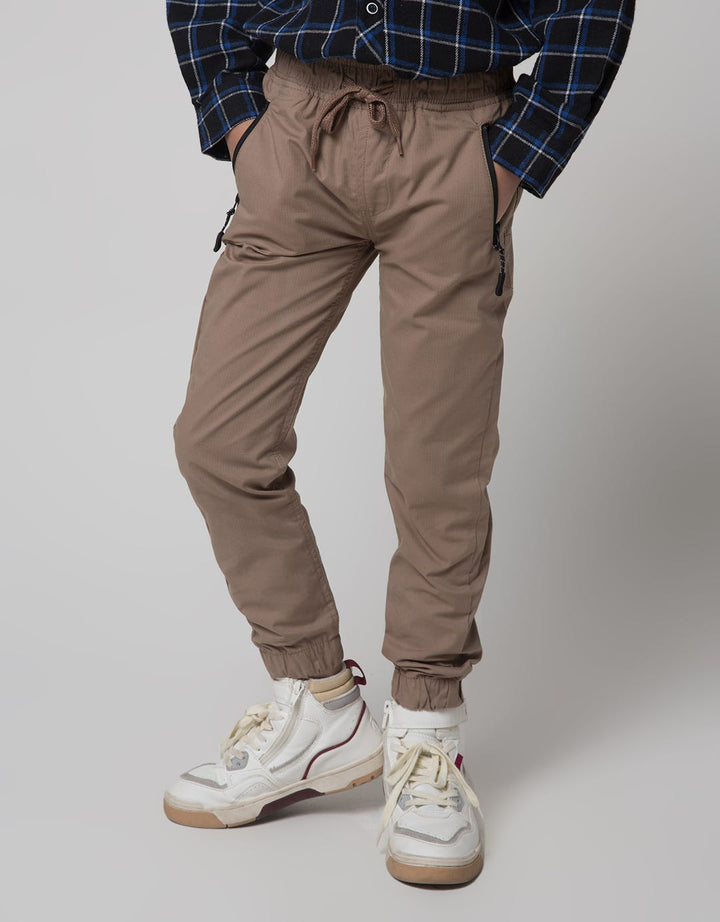 Little M Pants Woven Karet Bahan Ribstop Ziper Kantong