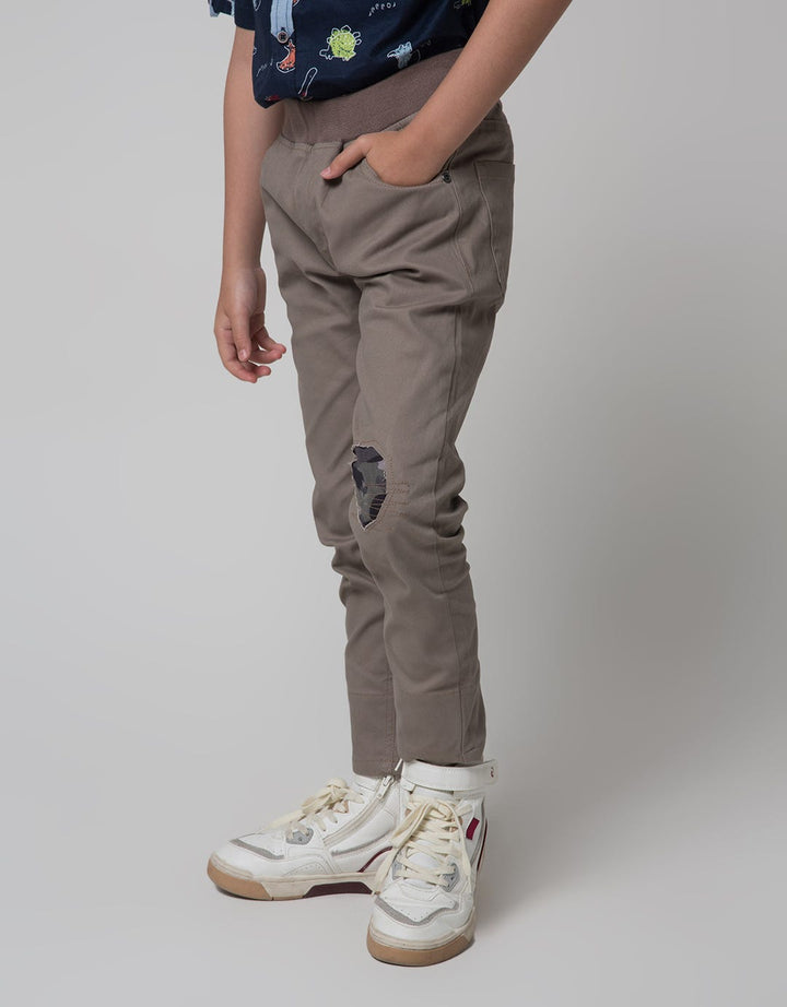 Little M Pants Woven Aplikasi Lutut Dan Kaki Stretch