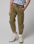 Little M Pants Woven Jogger Rib Cargo Washing