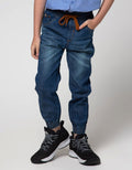 Little M Long Denim Jogger Karet Kombinasi