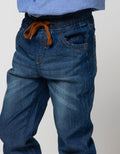 Little M Long Denim Jogger Karet Kombinasi