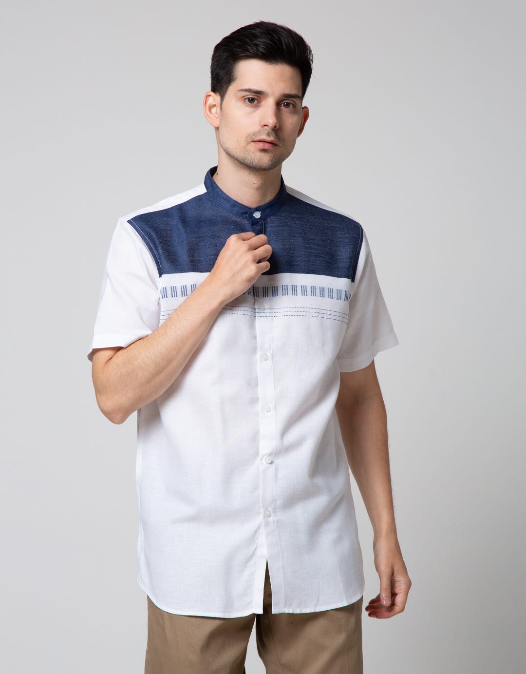 Details Short Sleeve Koko Blocking And Stitching Dada