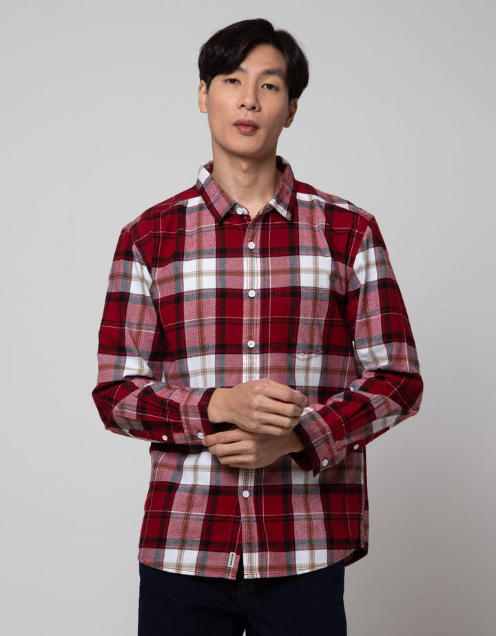 Nevada Long Sleeve Checked Flannel Shirt Kmls038