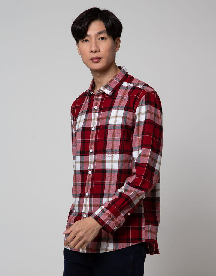 Nevada Long Sleeve Checked Flannel Shirt Kmls038