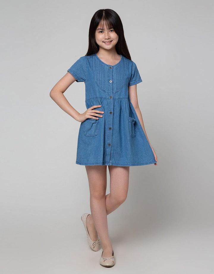Aero Opnasel Denim Midi Dress for Girls