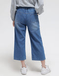Aero Denim Long Pants Cat Ball Embroidery Culottes