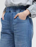 Aero Denim Long Pants Cat Ball Embroidery Culottes