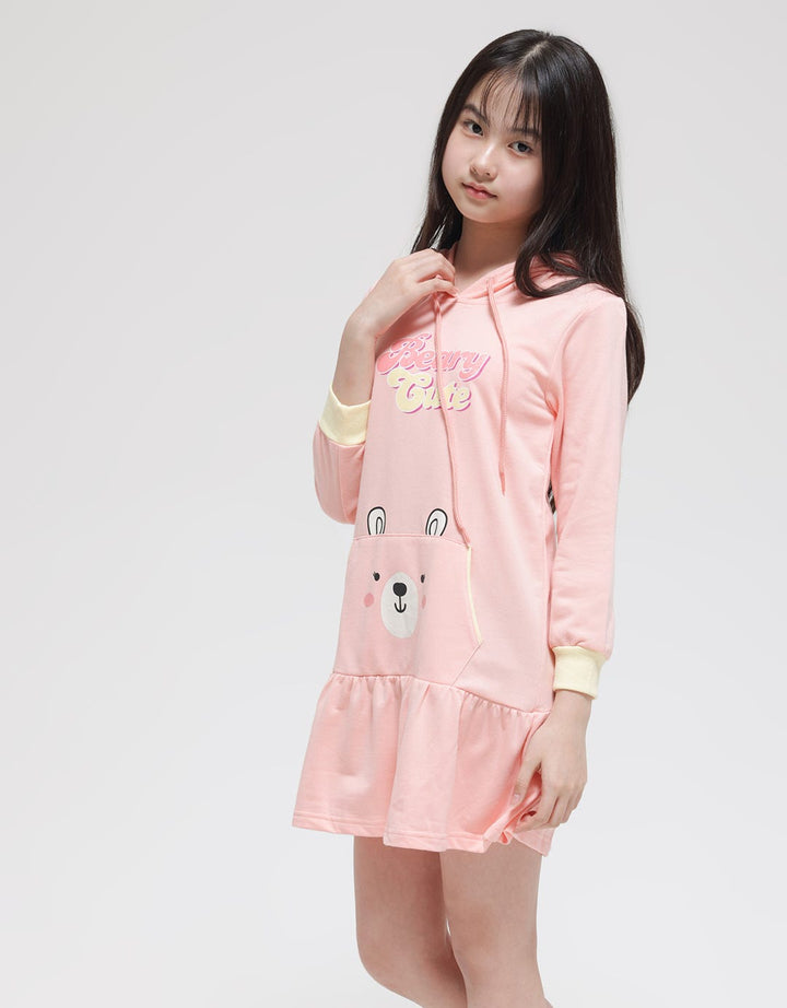 Aero Long Sleeve Midi Dress Kantong Pocket Animal Bear