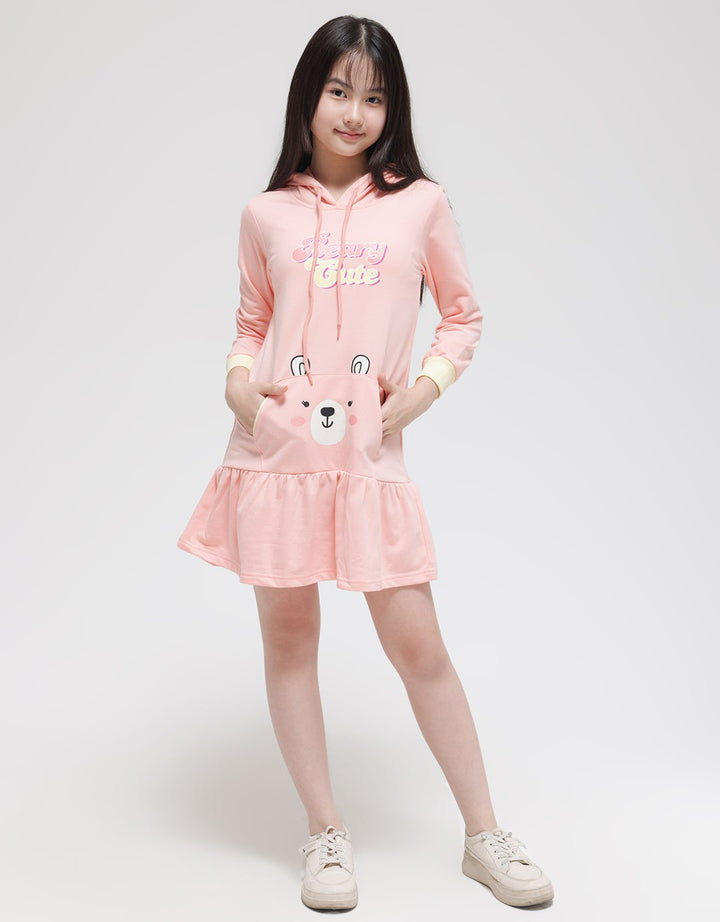 Aero Long Sleeve Midi Dress Kantong Pocket Animal Bear