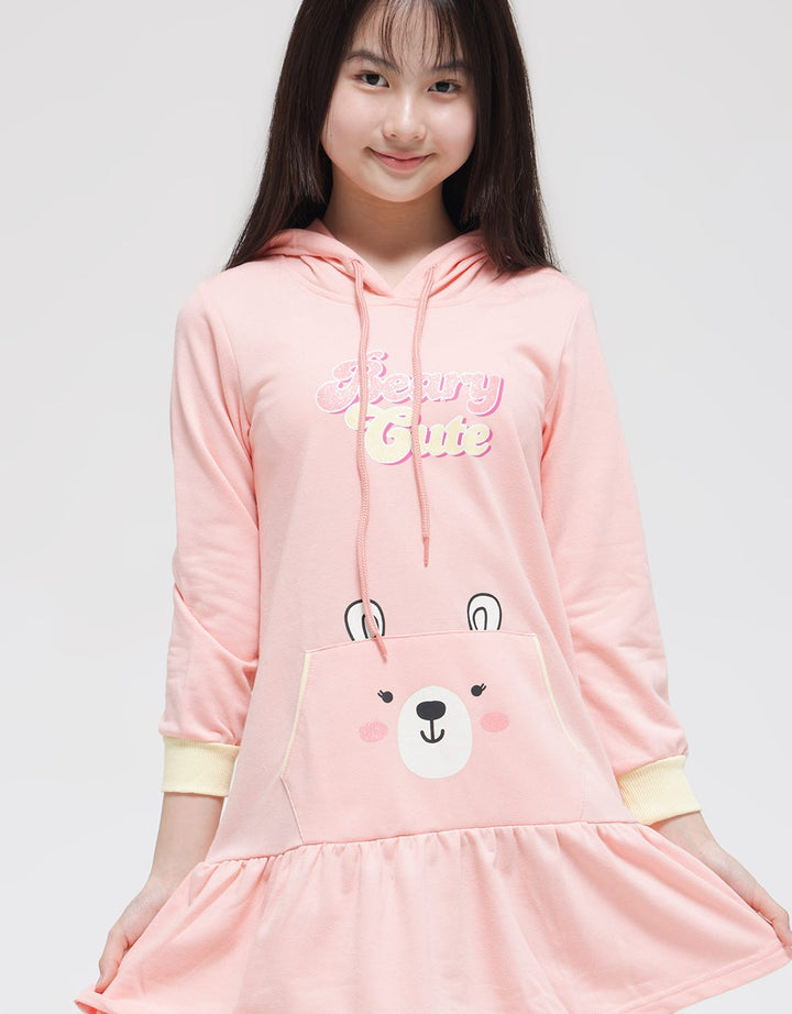 Aero Long Sleeve Midi Dress Kantong Pocket Animal Bear