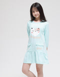 Aero Long Sleeve Midi Dress Pocket Animal Cat