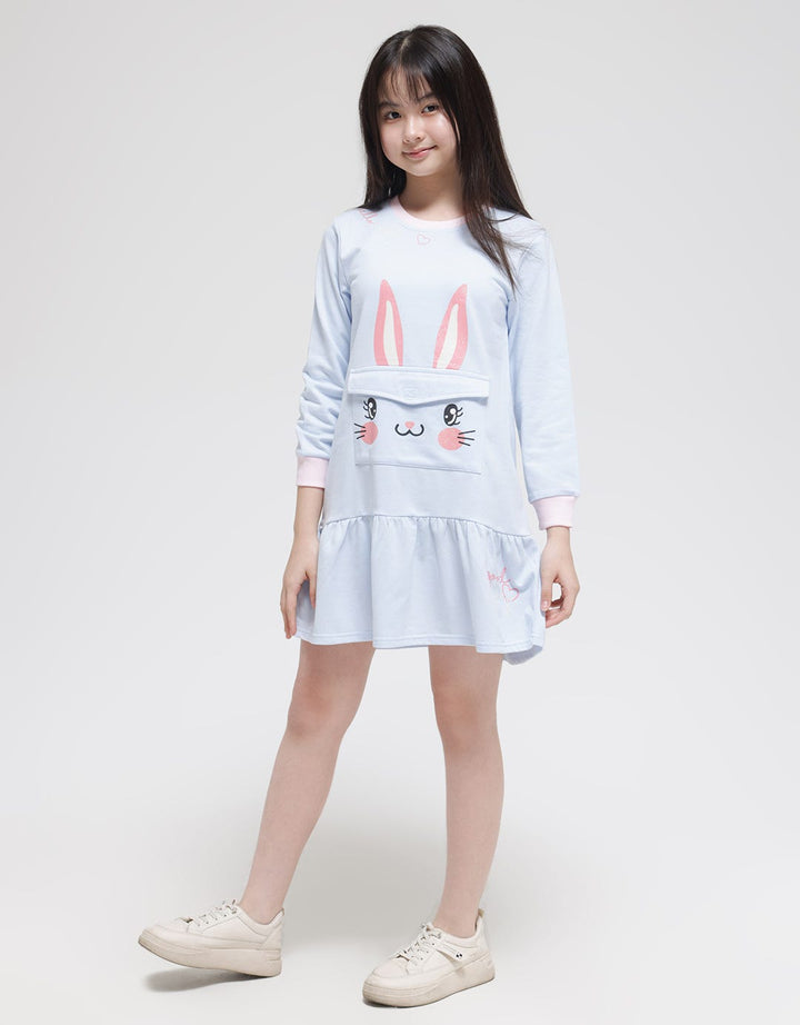Aero Long Sleeve Midi Dress Pocket Animal Bunny