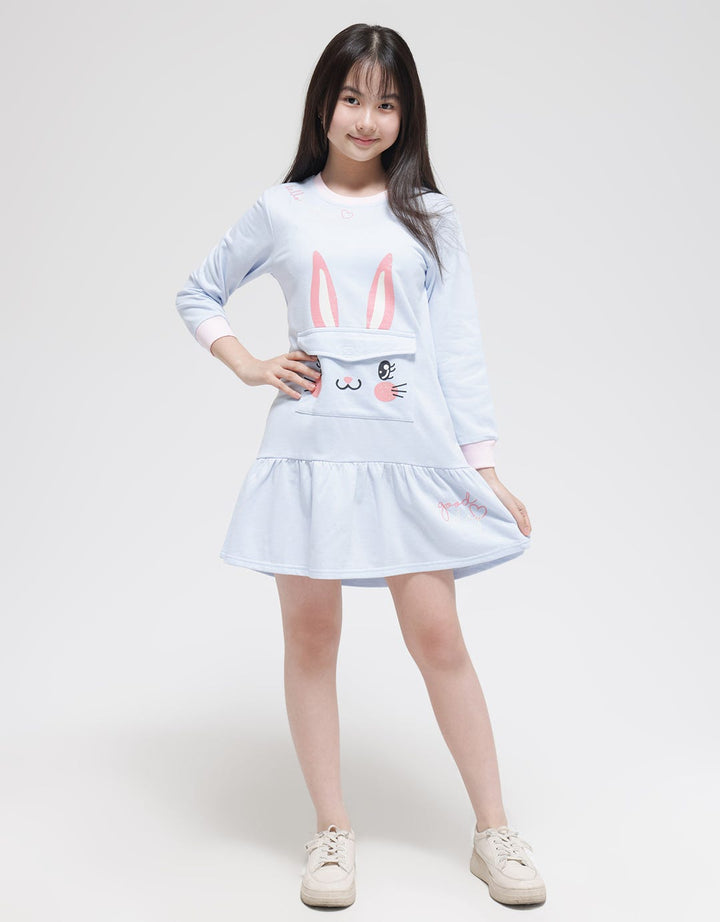 Aero Long Sleeve Midi Dress Pocket Animal Bunny