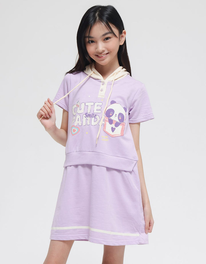 Aero Short Sleeve Midi Dress Cute Panda