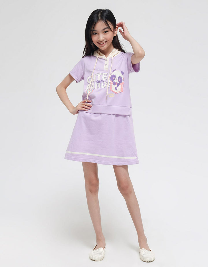 Aero Short Sleeve Midi Dress Cute Panda
