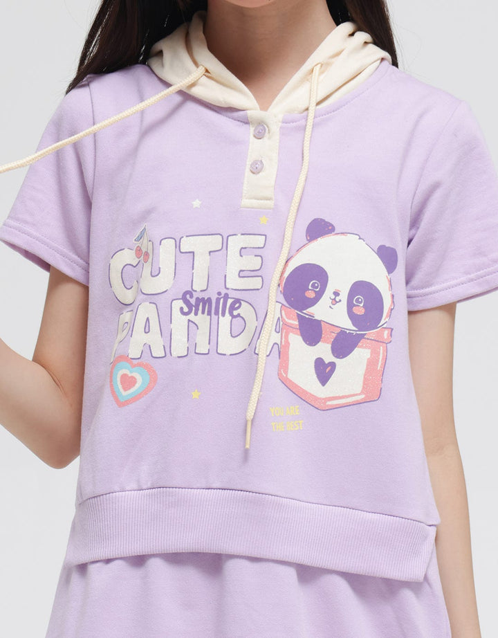 Aero Short Sleeve Midi Dress Cute Panda