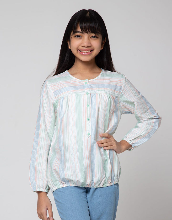 Nevada Long Sleeve Shirt Stripes Kerah Bulat
