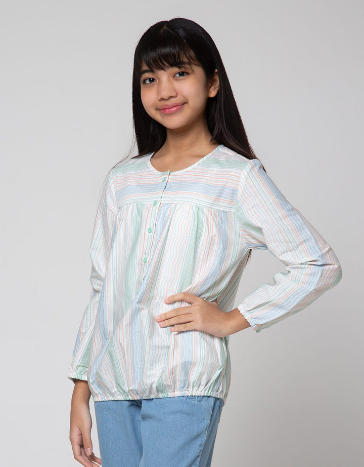 Nevada Long Sleeve Shirt Stripes Kerah Bulat